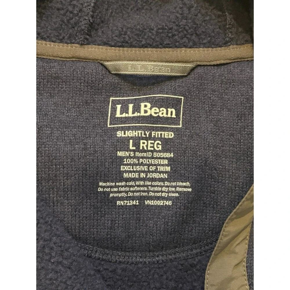 NWOT LL Bean Snap Hoodie Sweater Mens L Blue Heritage Outdoor Rustic Cabin Gorp